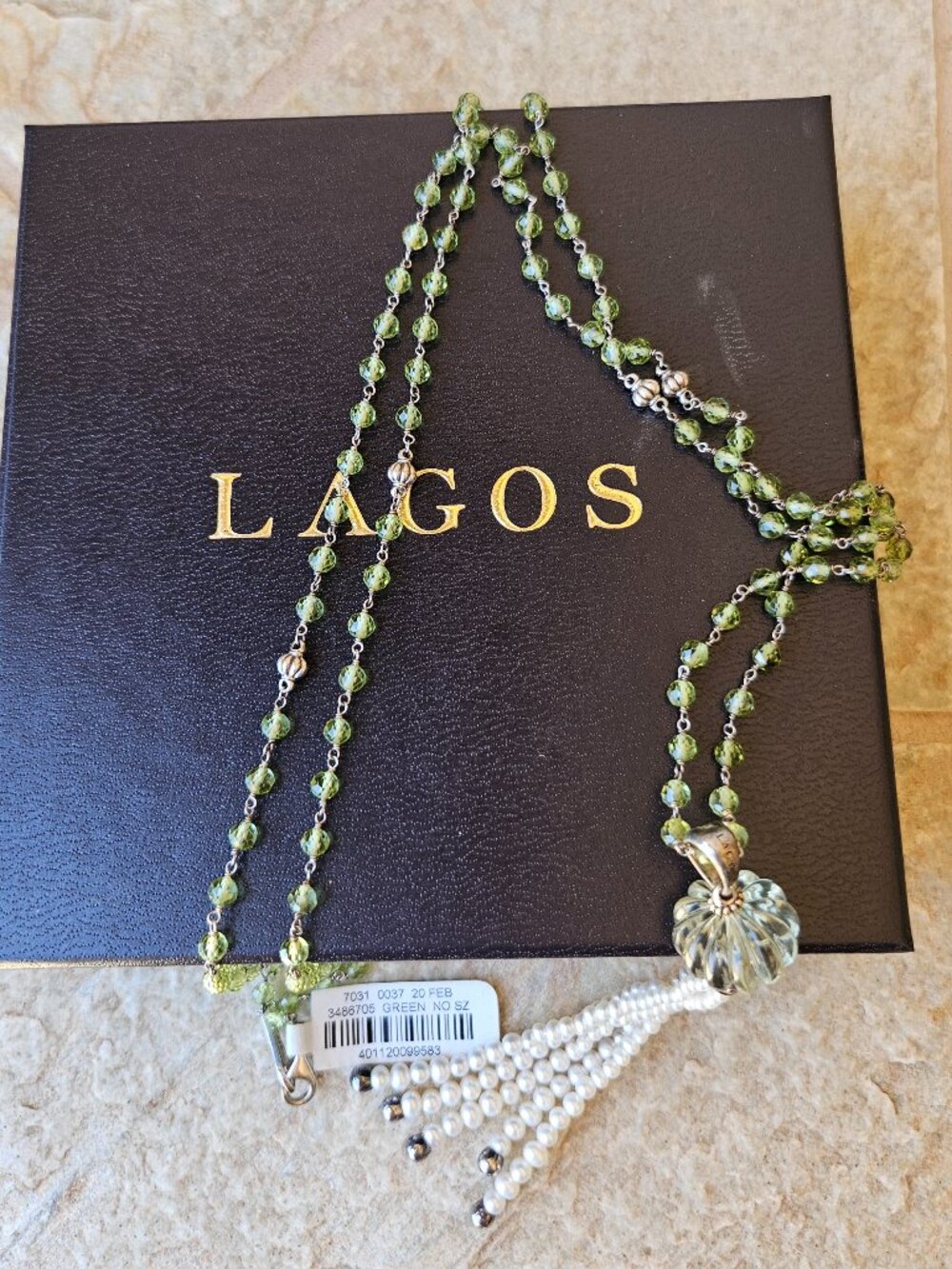 LAGOS Green Amethyst, Prasiolite & Pearl Tassel Pendant Necklace